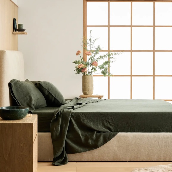 Quince european linen sheet set queen pine nwot - Picture 2 of 8